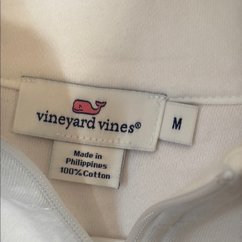 Vineyard Vines White and Pink Quarter-Zip Pullover - Picture 3 of 4